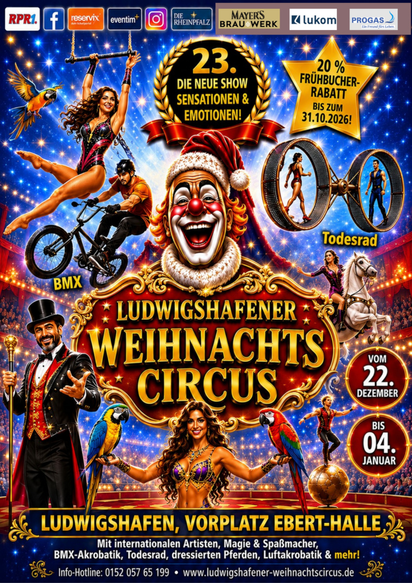 Plakat zum Ludwigshafener Weihnachtscircus 2026