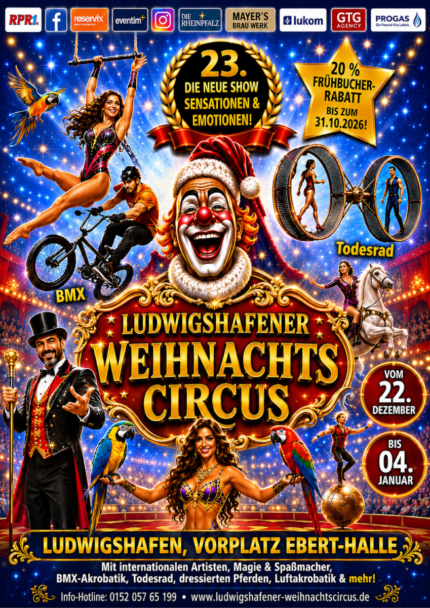Plakat zum Ludwigshafener Weihnachtscircus 2026